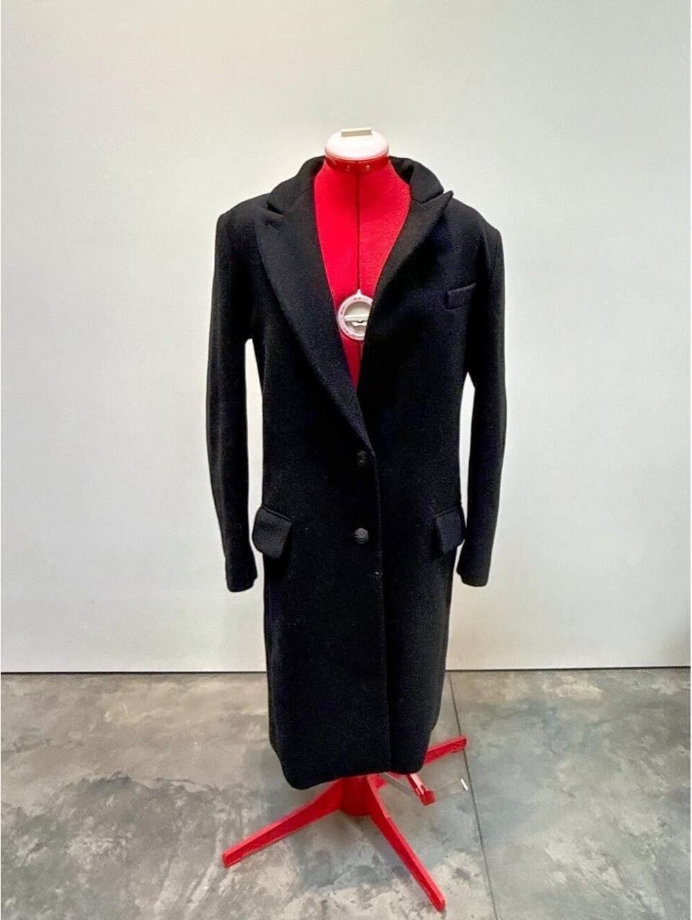 Rag & Bone Black wool blend overcoat with a classic silhouette.